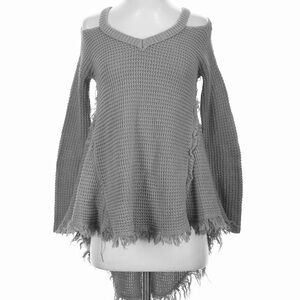 Gray Cold Shoulder Women Sweater
